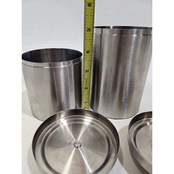 Restoration hardware set of 2 Smooth vanity Canister Brushed Nickel - Picture 5 of 5